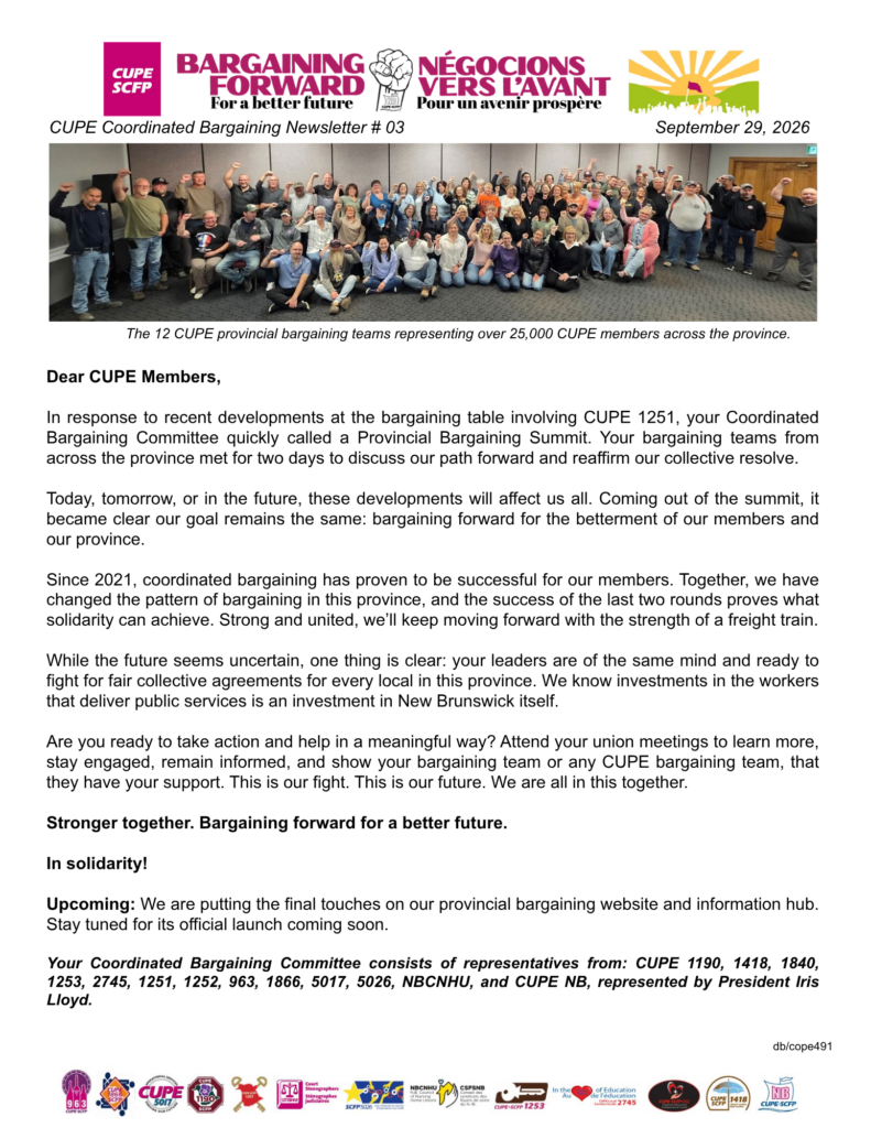 CUPE Coordinated Bargaining Newsletter # 03