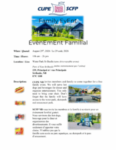 CUPE NB Family Event @ Water Park St-Basile (same driveway of the arena)