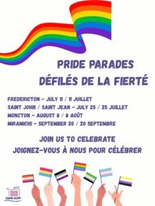 CUPE NB at the Miramichi Pride Parade. Join us to celebrate!